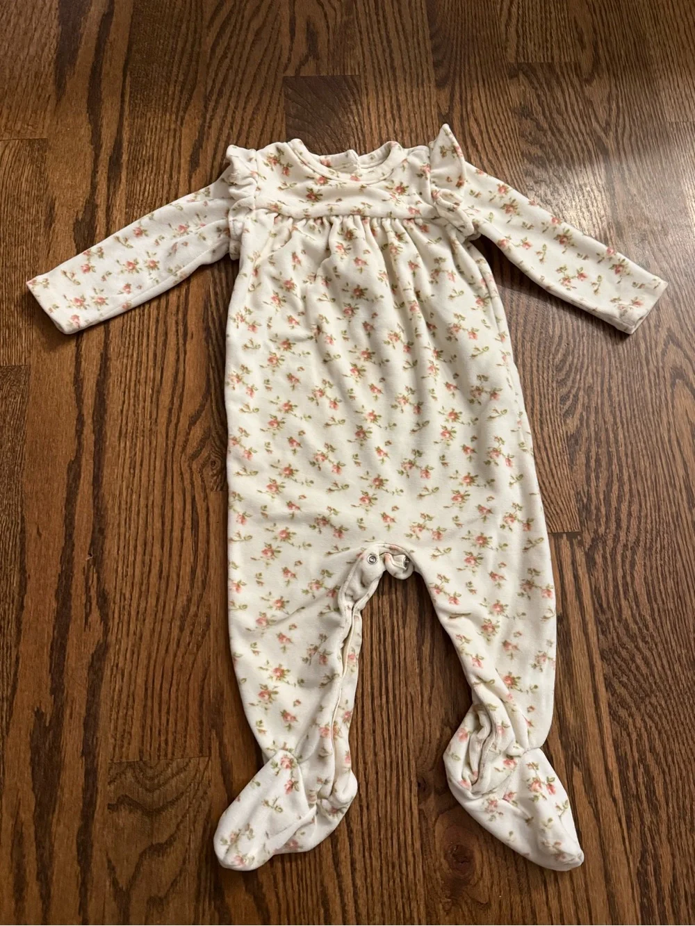Ralph Lauren Cream Footed Floral One-Piece 9m
